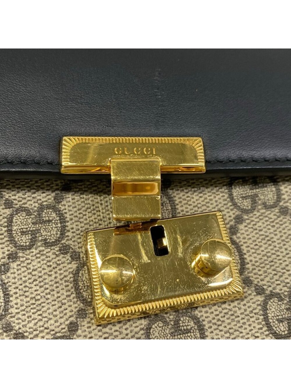 Gucci Wallet Padlockgg Plus GG Supreme Dark Brown Beige Black Chain Leather - Picture 11 of 13